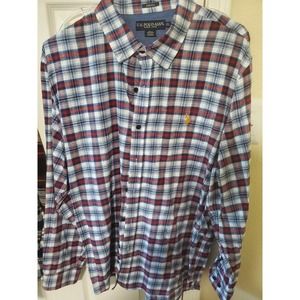 2 US Polo Assn Mens Shirt 2XL Multicolor Plaid Stretch Button Up Long Sleeve